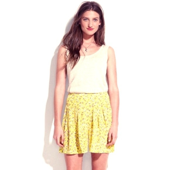 Madewell Pants - Madewell Culotte Yellow Floral Shorts